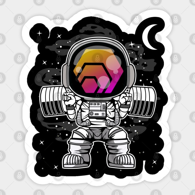 Astronaut Lifting HEX Coin To The Moon HEX Crypto Token Cryptocurrency Blockchain Wallet Birthday Gift For Men Women Kids Sticker by Thingking About